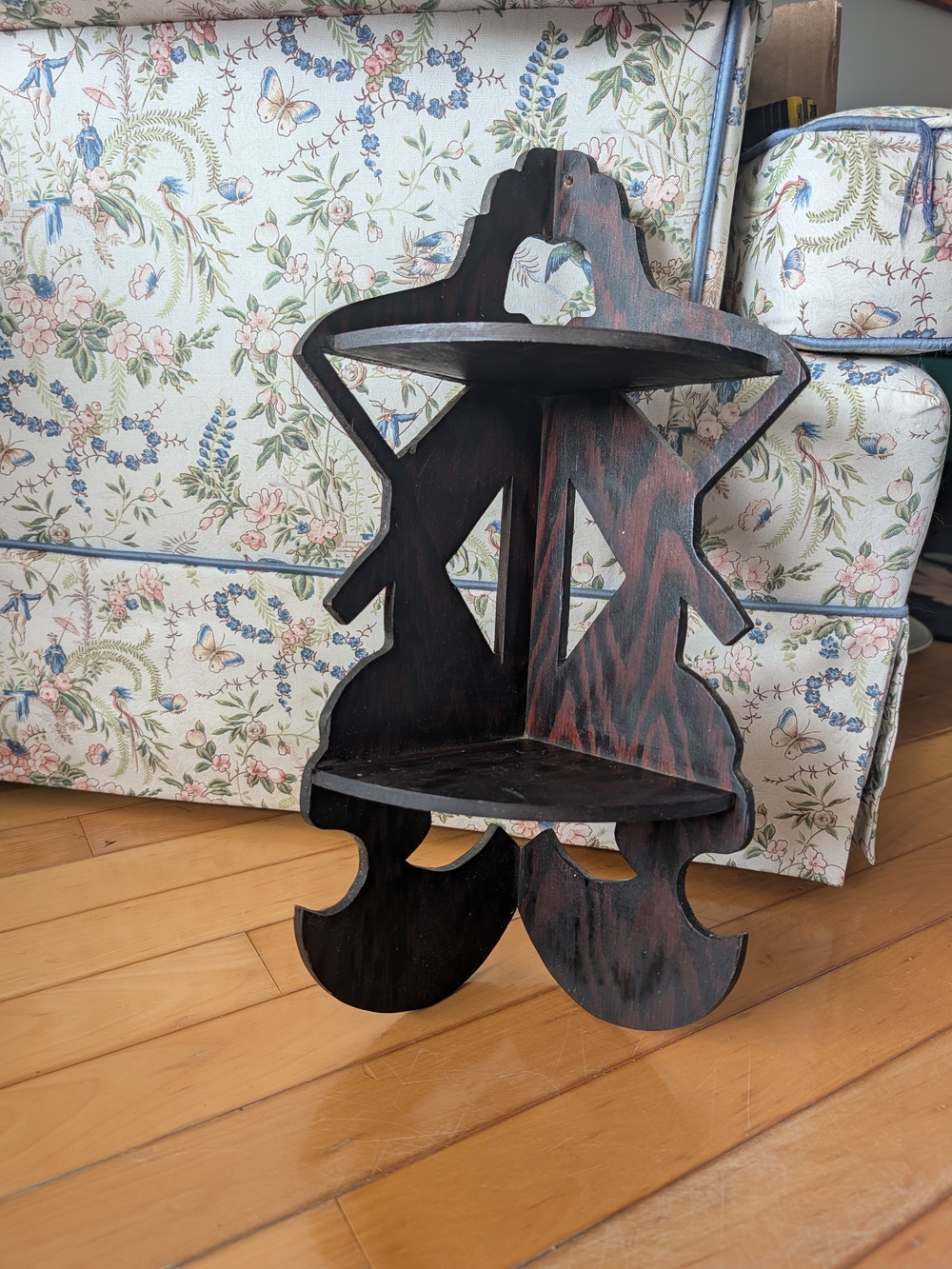 Vtg Handcrafted Wooden Corner Shelf
